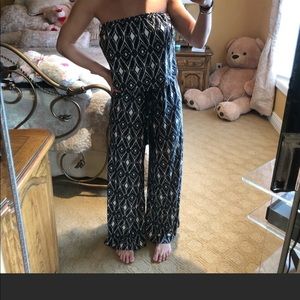 Black & white tube top jumpsuit